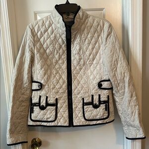 Ann Taylor Quilted Jacket with Black Trim, size medium